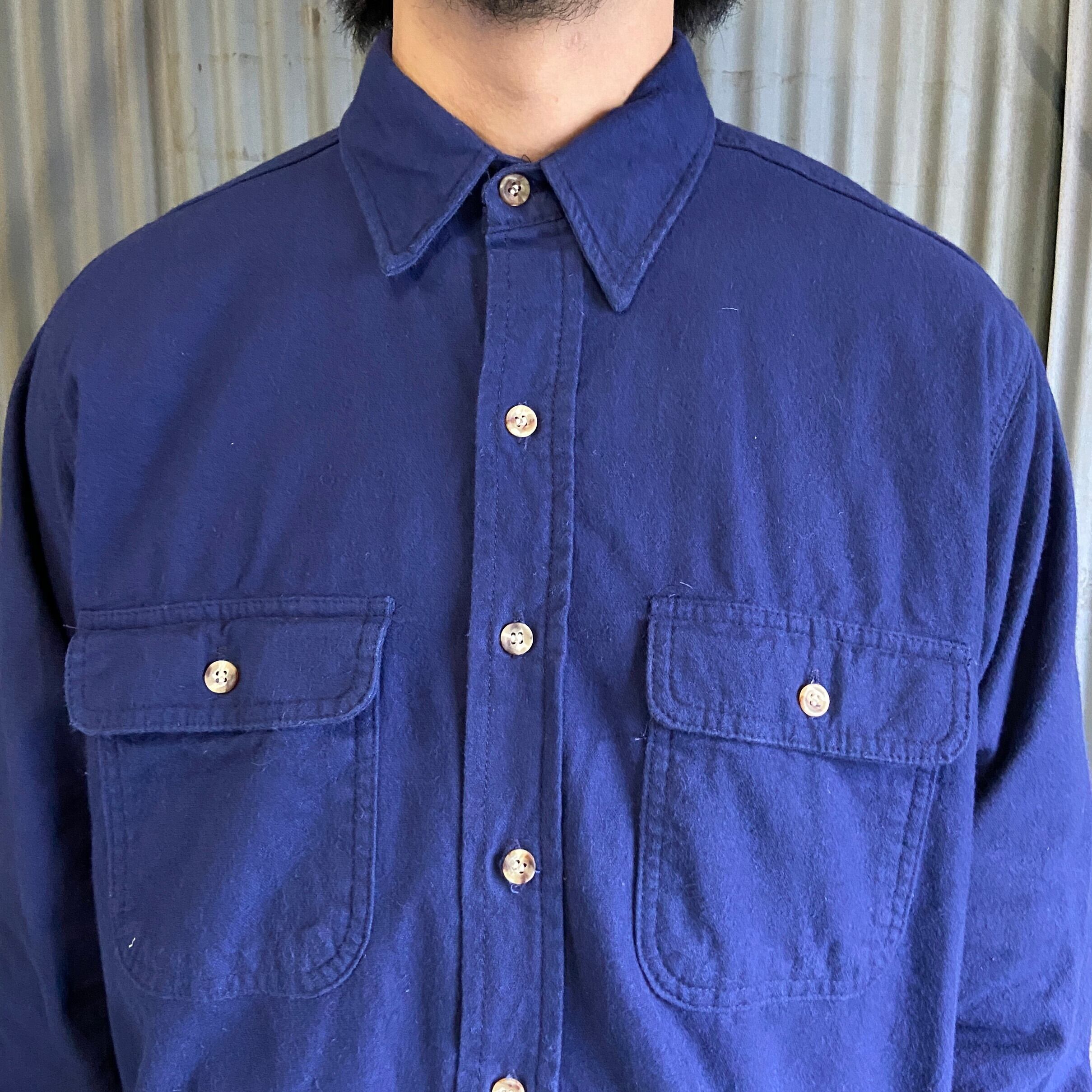 USA製 90年代 Five Brother ファイブブラザー 無地 ヘビーネルシャツ