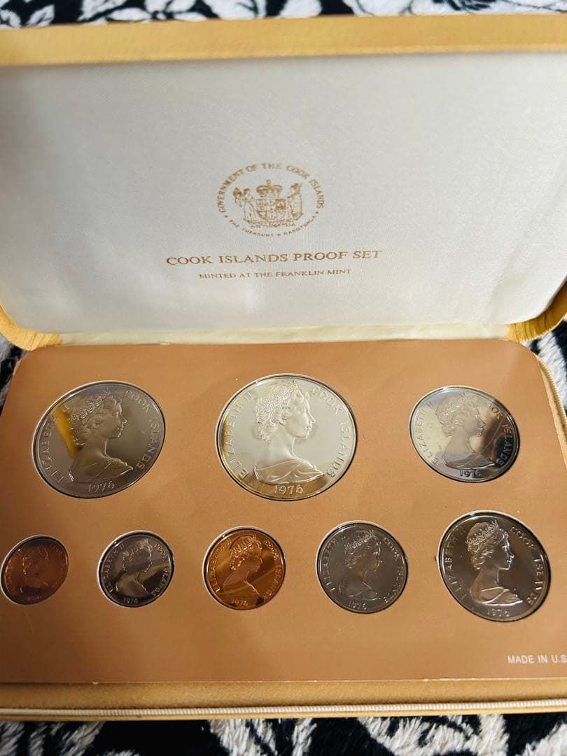 1976年クック諸島プルーフセット 銀貨あり】1976年 クック諸島 貨幣プルーフセット 8枚 専用ケース付き