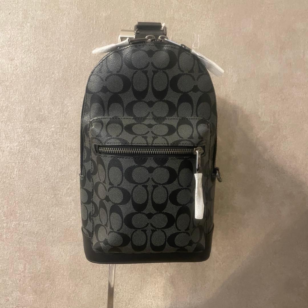 未使用 COACH コーチ シグネチャー ボディバック C2853 グレー 黒 コーチ COACH ボディバッグ CV763 シグネチャー ユニセックス